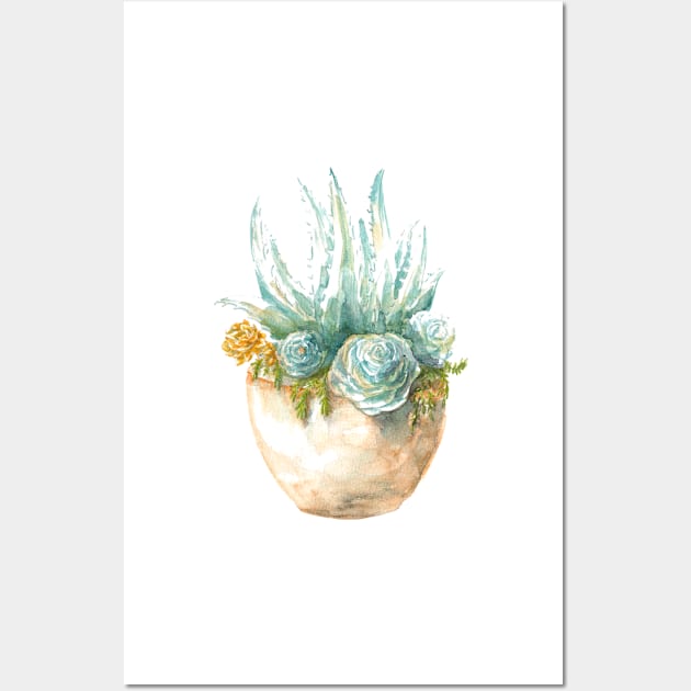 Succulent plants. watercolor. ragged edge Wall Art by lisenok